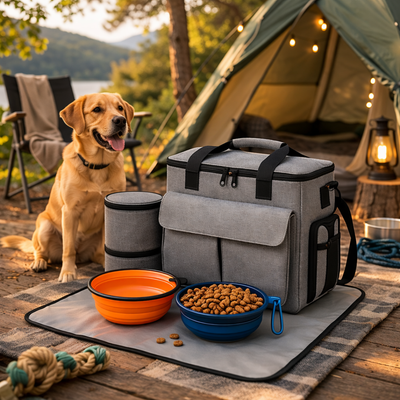 Plecak Podróżny dla Psa – Miska, Akcesoria i Smakołyki w Jednej Torbie