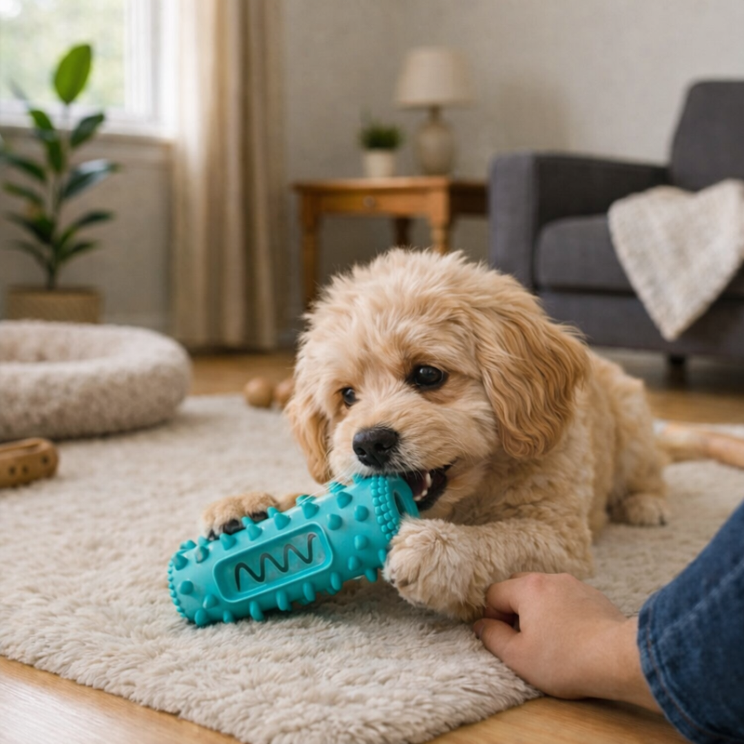 Zabawka do Żucia z Piszczałką – Czyści Zęby i Uspokaja Psa
