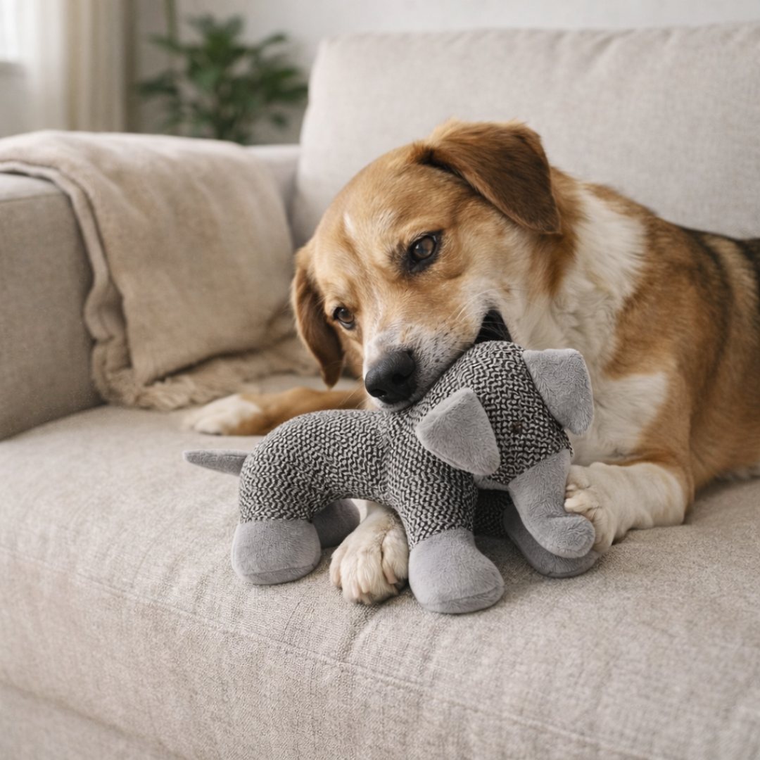 Wytrzymała Pluszowa Zabawka z Piszczałką – Podwójne Szwy, Bezpieczna