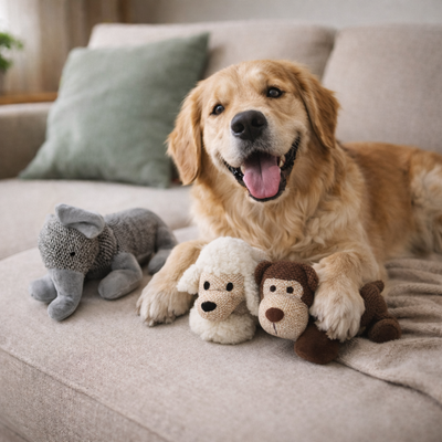 Wytrzymała Pluszowa Zabawka z Piszczałką – Podwójne Szwy, Bezpieczna