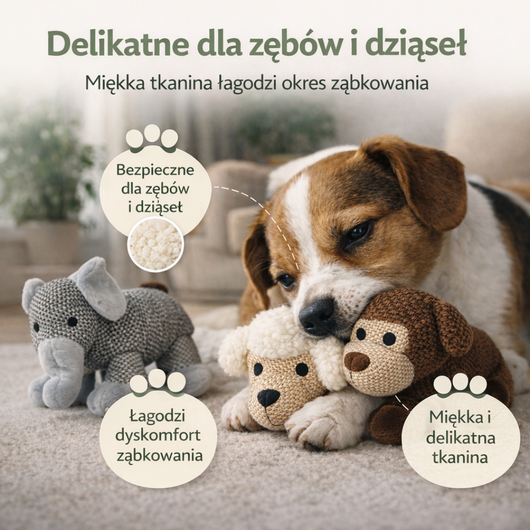 Wytrzymała Pluszowa Zabawka z Piszczałką – Podwójne Szwy, Bezpieczna