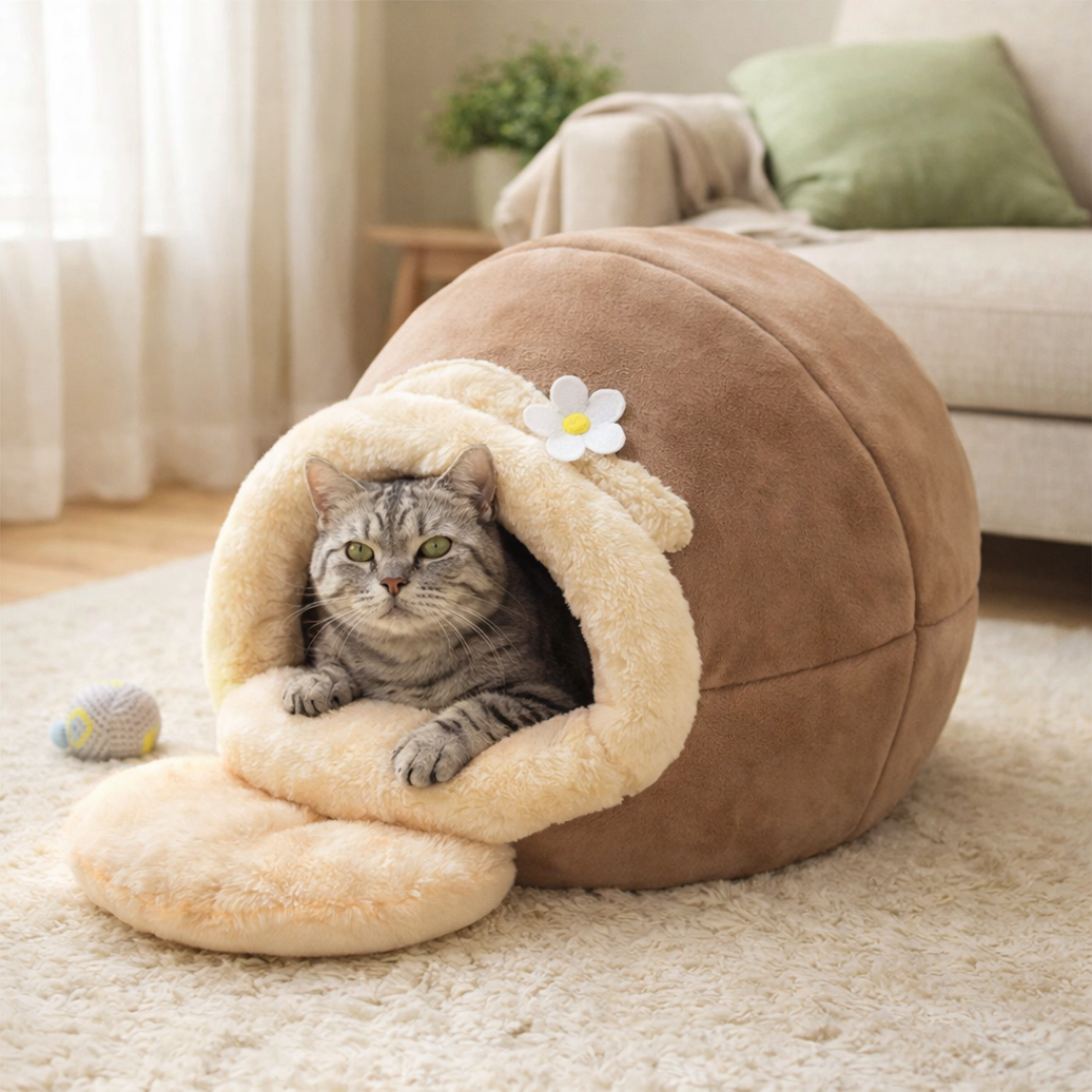 Domek i Legowisko 3w1 dla Kota i Psa – Jaskinia, Gniazdo lub Kojec w Jednym