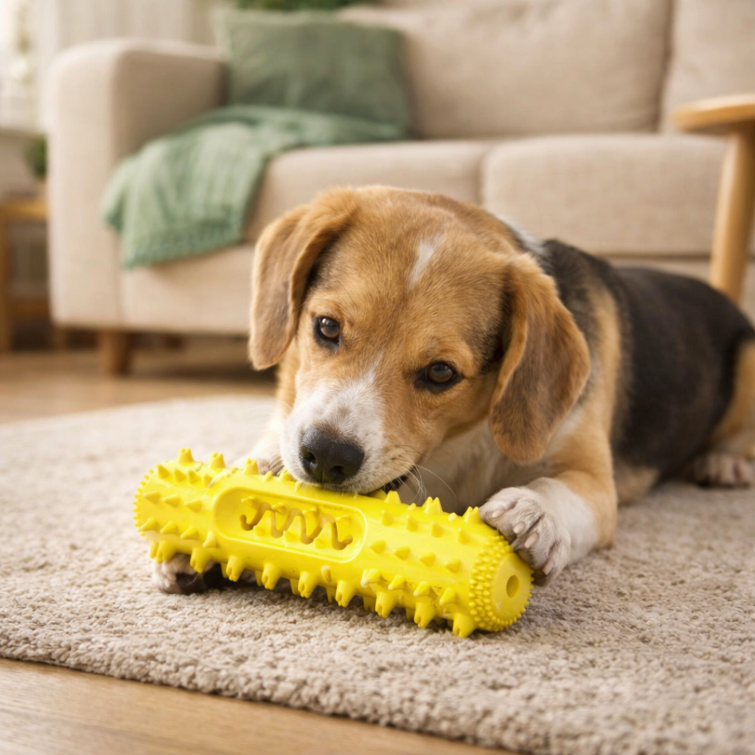 Zabawka do Żucia z Piszczałką – Czyści Zęby i Uspokaja Psa