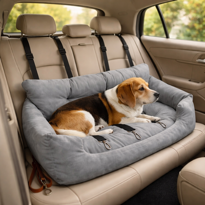 Fotelik Samochodowy dla Psa – Podwójne Siedzenie, Bezpieczny na Zakrętach