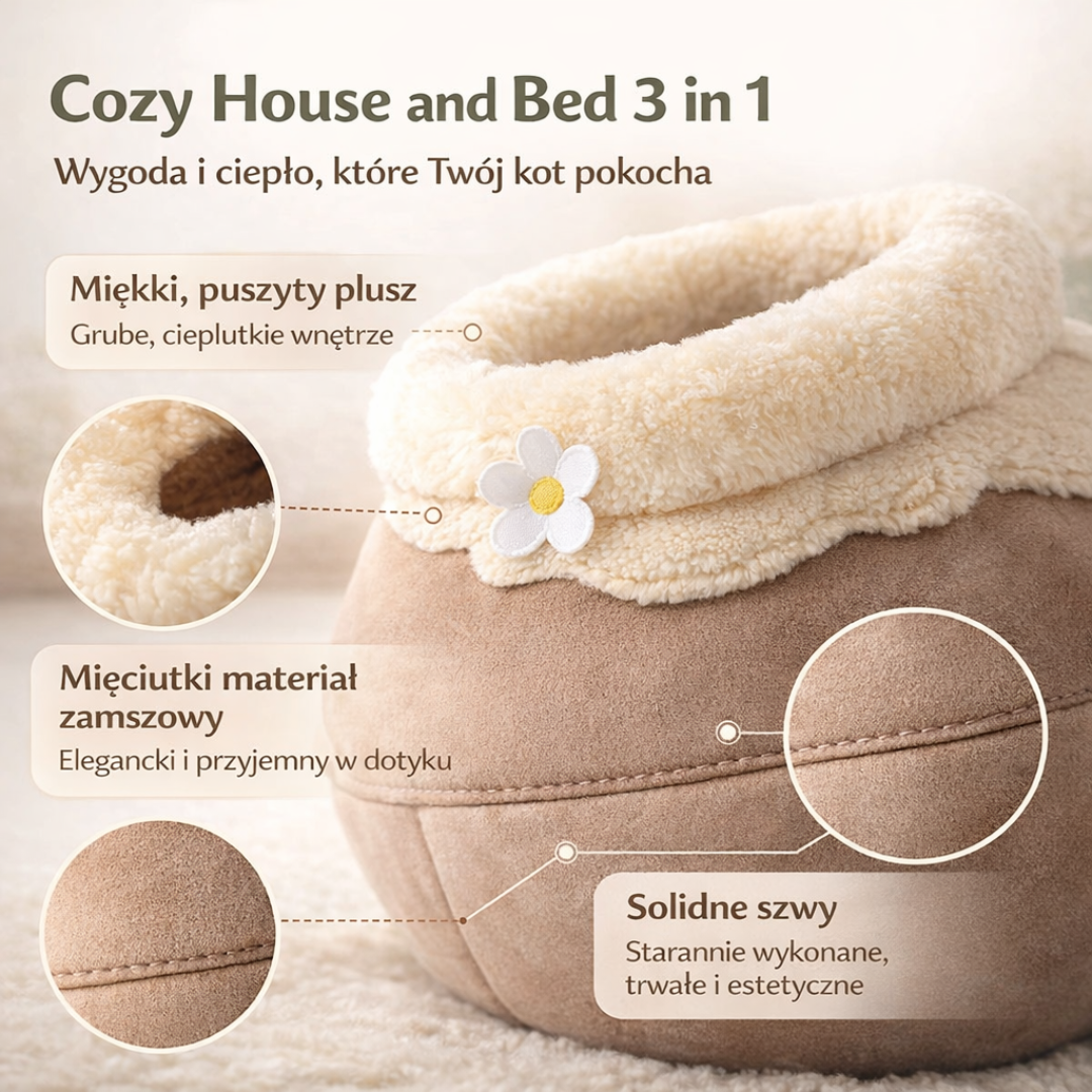 Domek i Legowisko 3w1 dla Kota i Psa – Jaskinia, Gniazdo lub Kojec w Jednym