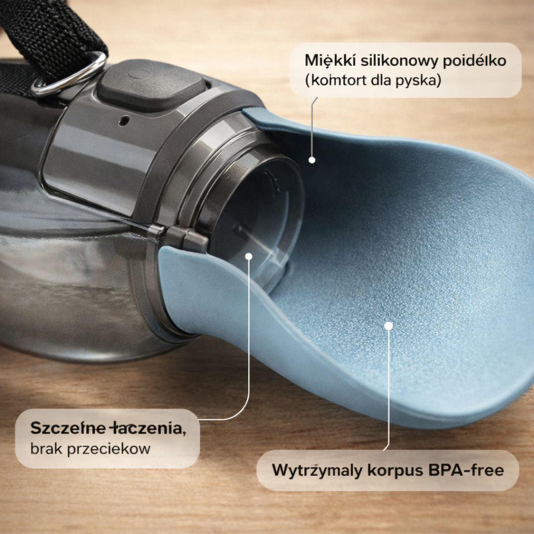 Butelka Turystyczna z Miską 2w1 – 800ml, Szczelna, na Spacery i Trasy