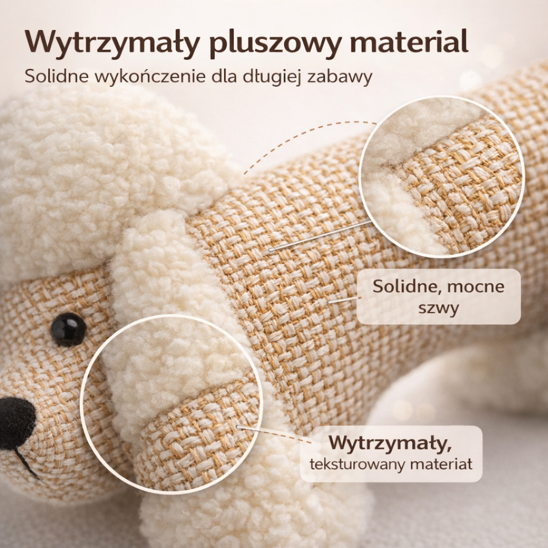 Wytrzymała Pluszowa Zabawka z Piszczałką – Podwójne Szwy, Bezpieczna