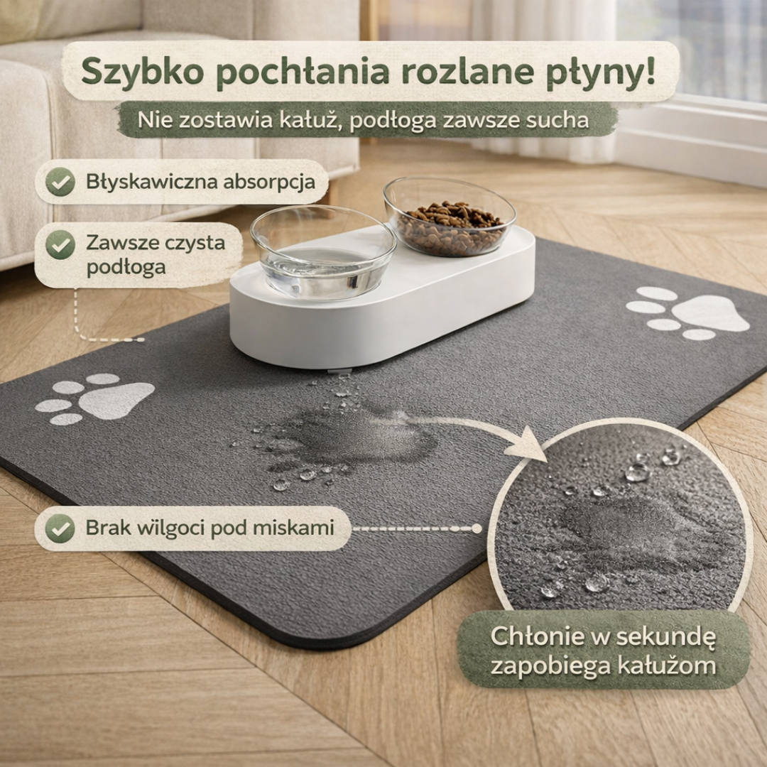 Chłonna Mata pod Miski – Podłoga Zawsze Sucha, Pralna w Pralce