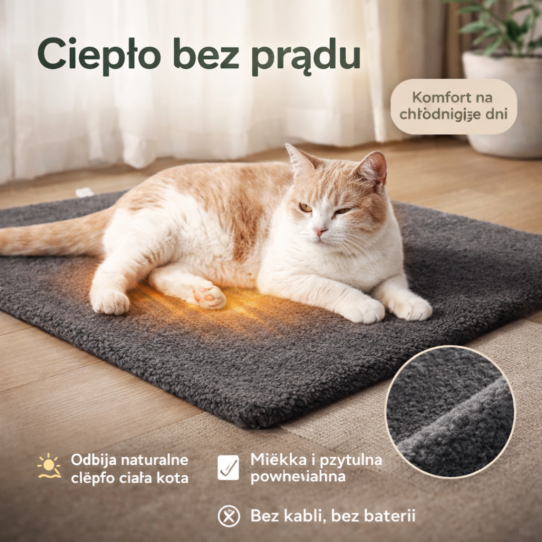 Samogrzejący Koc dla Kota – Ciepły Bez Prądu, Miękki i Bezpieczny