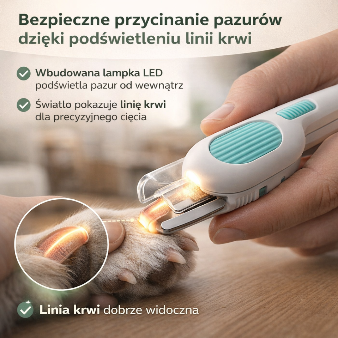 Obcinacz do Paznokci dla Psa i Kota z LED – Nie Skaleczy, Tnie Precyzyjnie