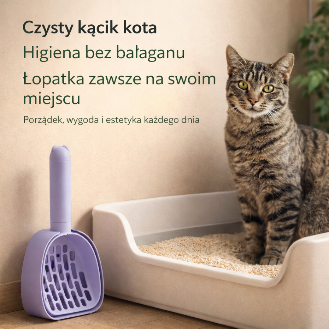 Łopatka do Kuwety z Eleganckim Stojakiem – Czysto, Higieniicznie, Bez Zapachu