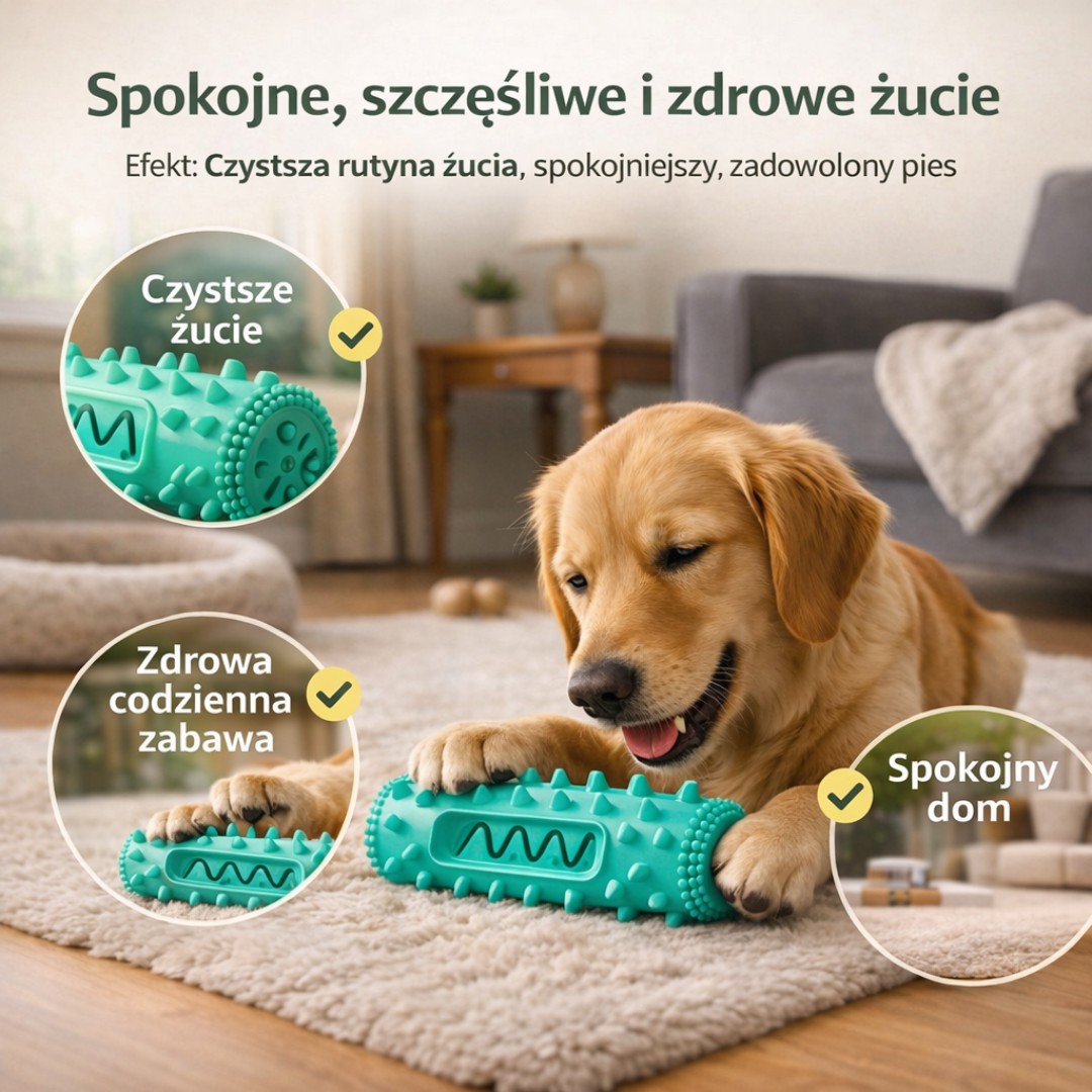 Zabawka do Żucia z Piszczałką – Czyści Zęby i Uspokaja Psa