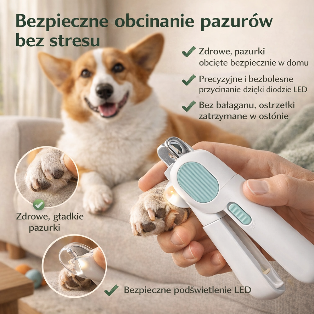 Obcinacz do Paznokci dla Psa i Kota z LED – Nie Skaleczy, Tnie Precyzyjnie