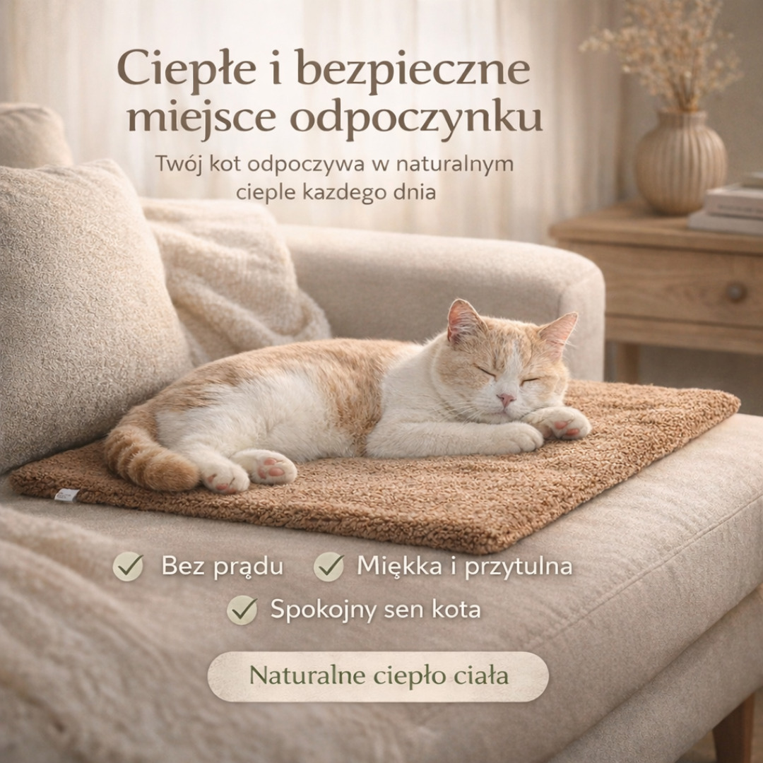 Samogrzejący Koc dla Kota – Ciepły Bez Prądu, Miękki i Bezpieczny