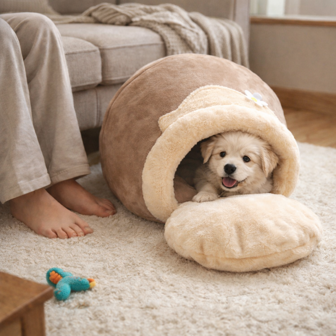 Domek i Legowisko 3w1 dla Kota i Psa – Jaskinia, Gniazdo lub Kojec w Jednym